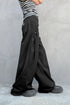 DRAW CODE SPIRAL BUTTON PANTS -BLACK-